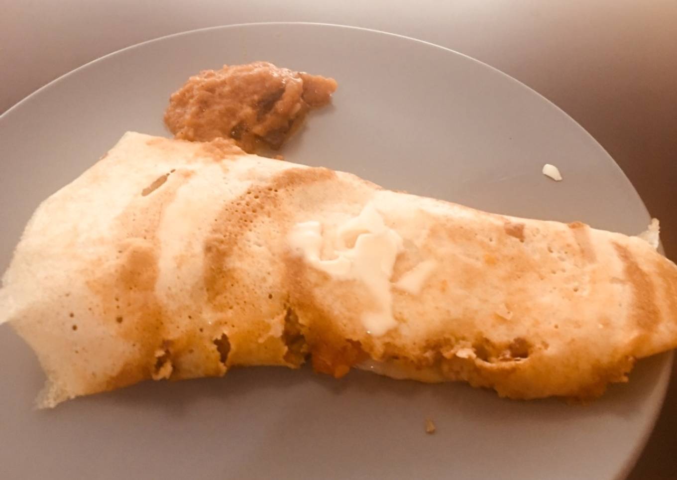 Pav bhaaji cheese dosa/rice crepe fusion(street style)
