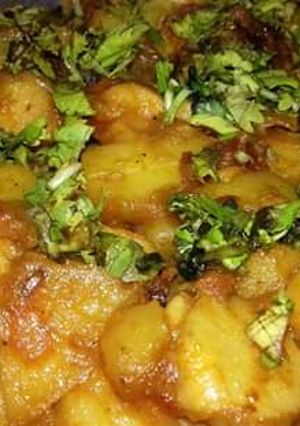 A picture of Arvi Aalu ki bhujiya.