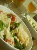 Arroz cremoso com tomate seco e rúcula