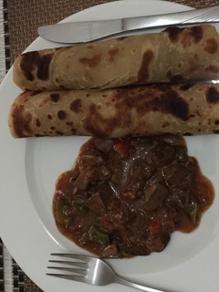 A picture of Liver and chapati.