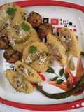 Dhokla in idli version stuffed with cheezee rice patty