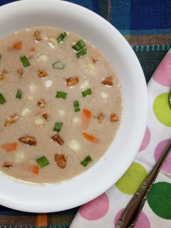 A picture of Walnut Paneer Soup.