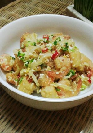Foto resep Udang Tahu Bumbu Telur Asin