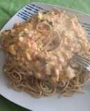Salsa de queso crema con fideos