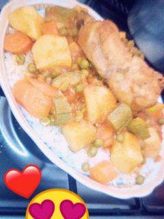 صورة لوصفة أرز مسقي بالخضر