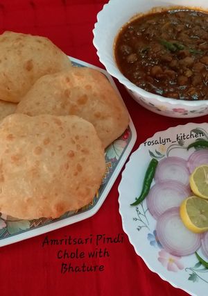 A picture of Amritsari Pindi Chole with Bhature.
