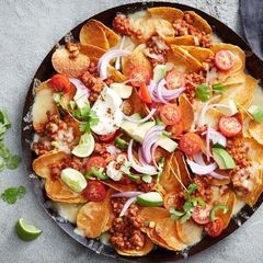 A picture of Vegetarian nachos.