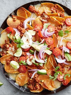 A picture of Vegetarian nachos.