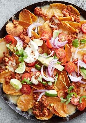 A picture of Vegetarian nachos.