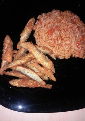 Foto de Espadilha frita com Arroz de Tomate e Pimento