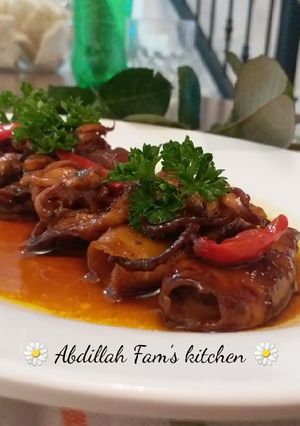 Foto resep Cumi saus jeruk karamel gula jawa ala Abdillah Fam's kitchen