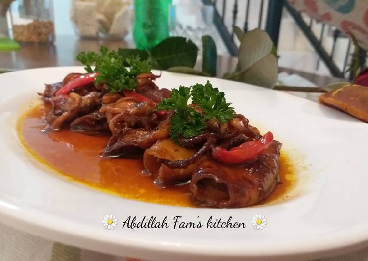 Bumbu meracik Cumi saus jeruk karamel gula jawa ala Abdillah Fam&#39;s kitchen yang mudah