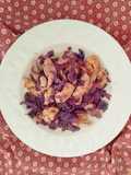 Straccetti di pollo con cavolo rosso stufato