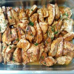 A picture of Fish fille in lemon butter sauce.