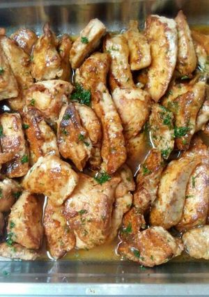 A picture of Fish fille in lemon butter sauce.