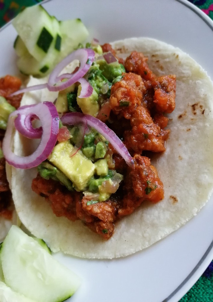 Una foto de Tacos de chicharrón enchipotlado🌶️