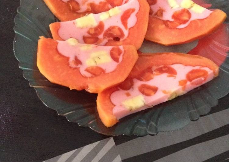 Puding pepaya pisang simple ala wina