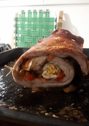 Una foto de Matambre en el horno a leña