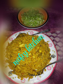 A picture of Jallop rice nd beans.