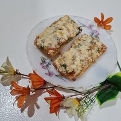 A picture of Potato cheese open sandwich.