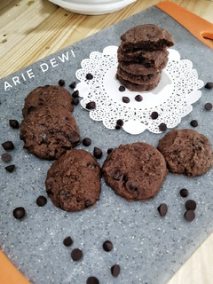 Foto resep Double chocolate cookies/choco chip cookies