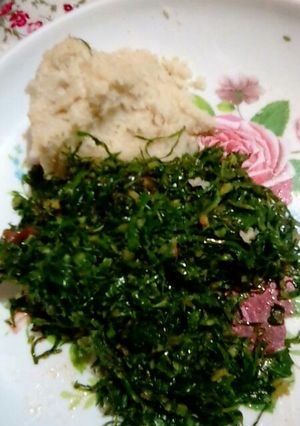 A picture of Kale and Ugali.