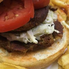 A picture of Shami kabab burger.