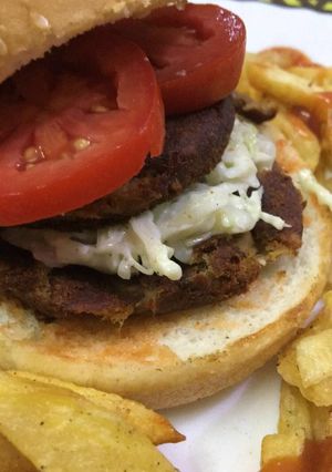 A picture of Shami kabab burger.