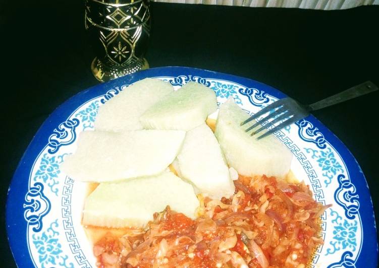 Steps to Make Any-night-of-the-week Boiled yam nd cabbage stew