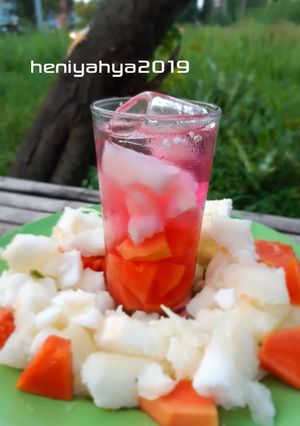 Foto resep Es Syrup Blewah Pepaya