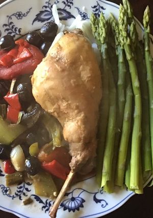 A picture of 1000. California Farm Rabbit Cacciatore Dinner.