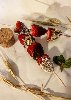 Une photo de Brochettes de fraises au chocolat