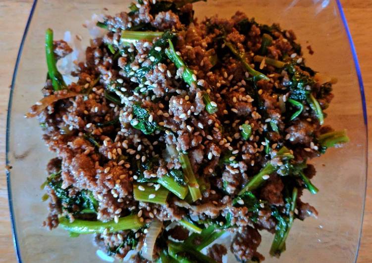 Steps to Prepare Super Quick Homemade Beef and Greens