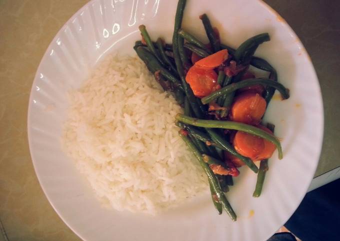 Rice and French beans