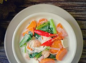 Gambar Sawi Masak Lemak Putih Dengan Karot, Tauhu & Udang