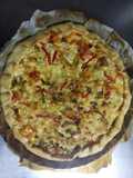 Tarta de queso, cebolla y ají catalán