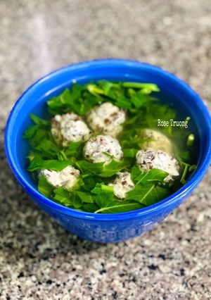 Hình của món Canh Rau Muống Nấu Thịt Viên.