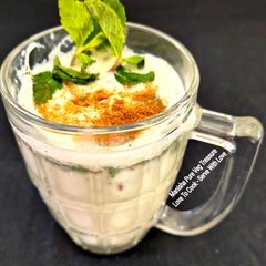 A picture of Tempered Mint Masala Buttermilk (Pudina Tadka Chaas) – A Cooling - Heat - Relieving Drink.