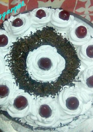 A picture of Black forest cake.