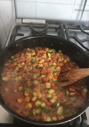 A picture of Zucchini with Mexican Sausage.