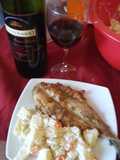 Pescado frito con papas mayo