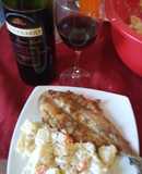 Pescado frito con papas mayo