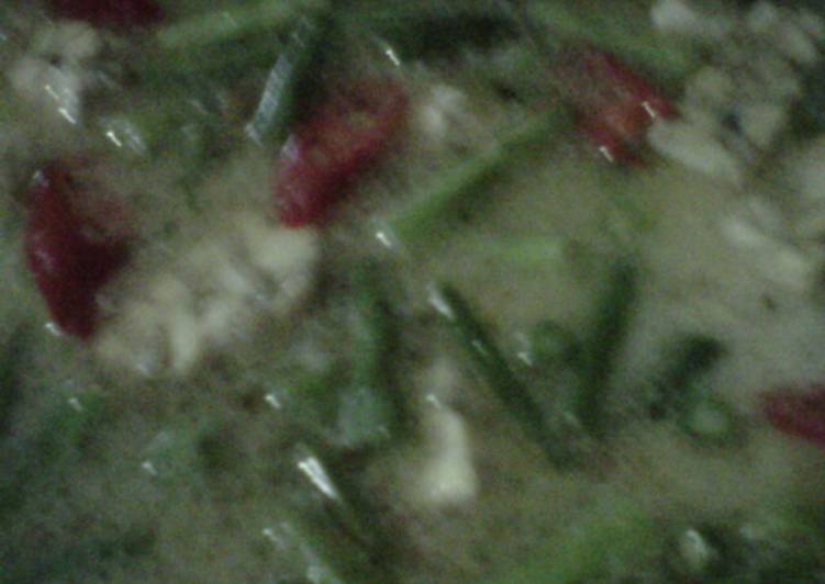 Tempe dan kacang panjang kuah santan