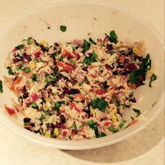 A picture of Lunch Box rice and bean salad.