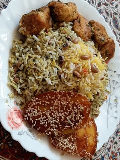 عکسی از دستور پلو شوشتری با بوقلمون 🦃