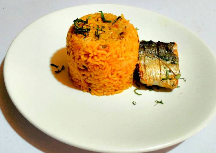 Recipe of Homemade Pressure Pot Jollof Rice and Beans with Pan Grilled Fish