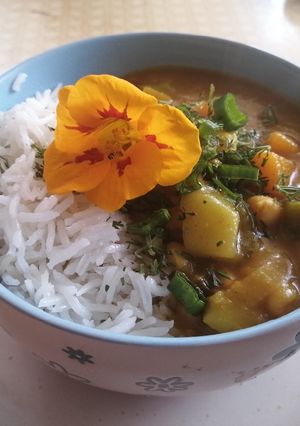 Una foto de Curry coreano vegetariano