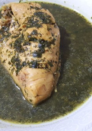 صورة لوصفة ملوخية على دجاج 😋😋