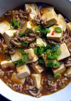 A picture of Mabo Dofu (Tofu) Japanese Style.