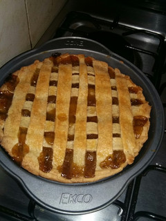 Una foto de Tarta de durazno dulce